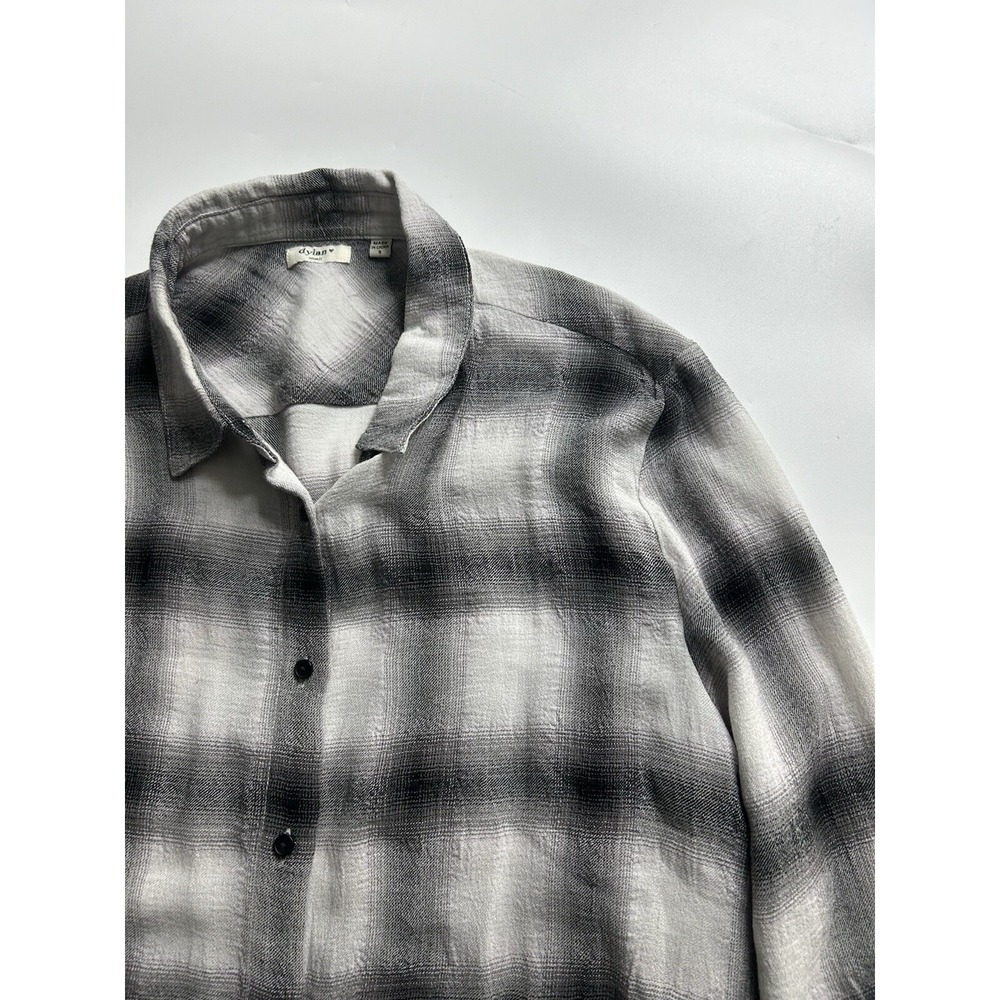 Sundance Catalog Dylan Shirt Women's Small Wool Blend Flannel Black White Plaid - Picture 4 of 8